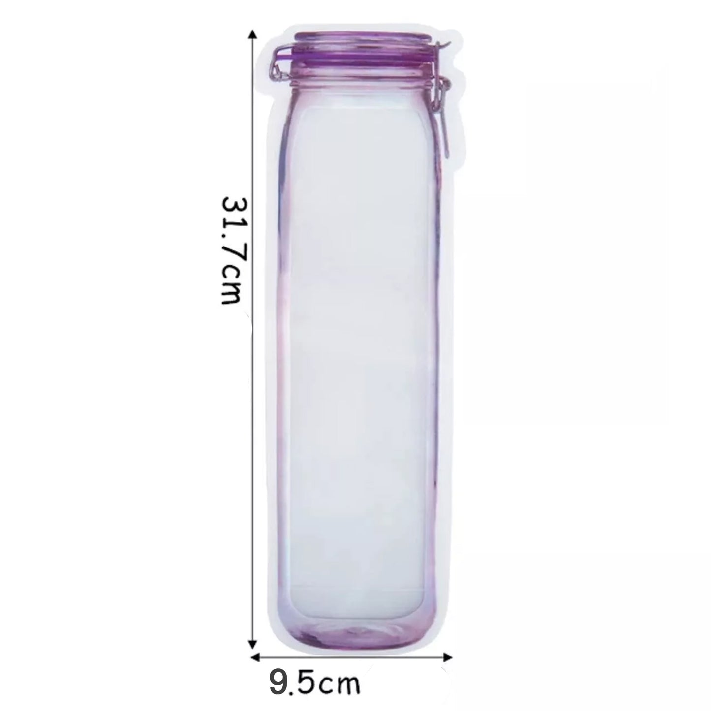 Reusable Wukusy food storage bag in bottle shape, 500ml Ziplock bag for kitchen organization and food preservation.