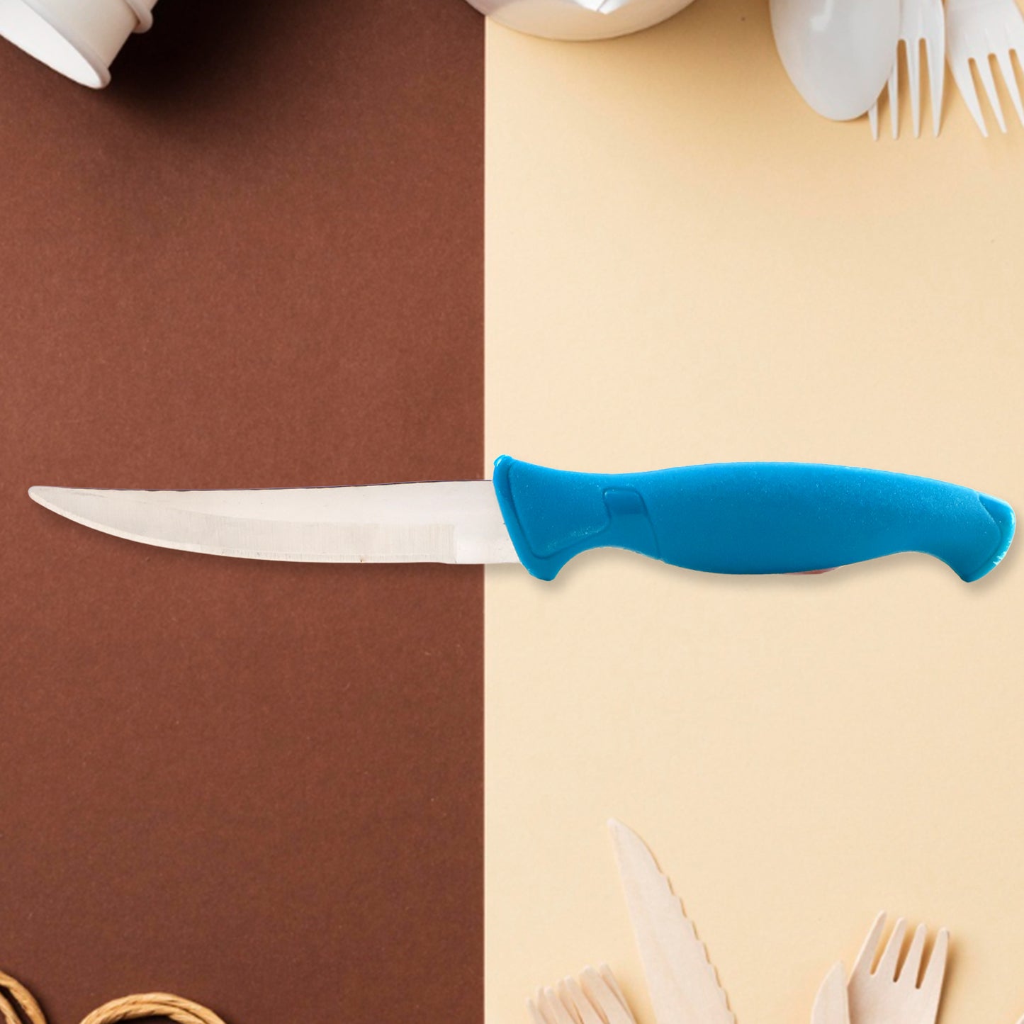 Heavy-duty stainless steel kitchen knife with ergonomic handle by Wukusy, ideal for slicing and chopping in home kitchens.