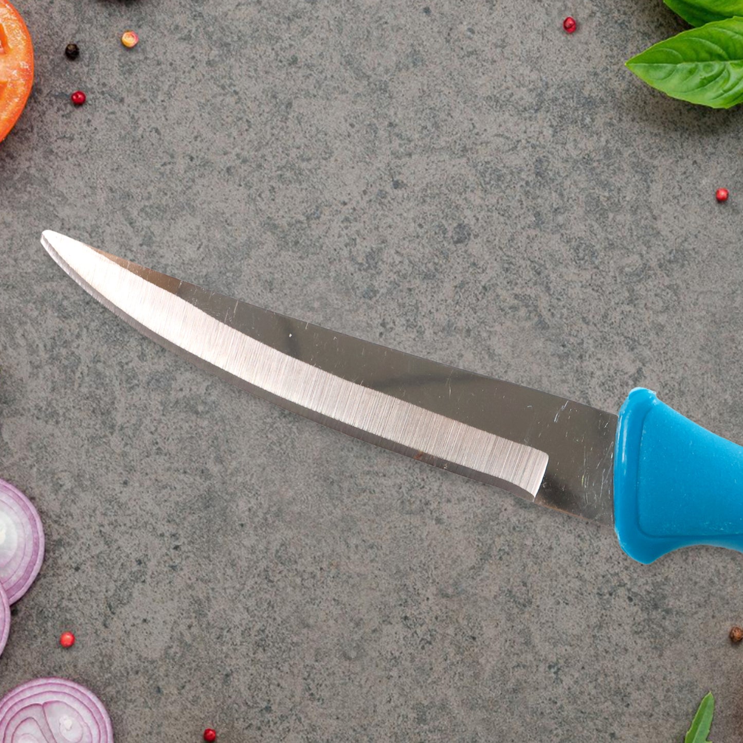 Wukusy heavy-duty stainless steel kitchen knife with ergonomic handle, ideal for precise slicing and chopping tasks.