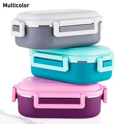 Wukusy insulated stainless steel leakproof lunch box with spoon set, durable home and kitchen food storage container