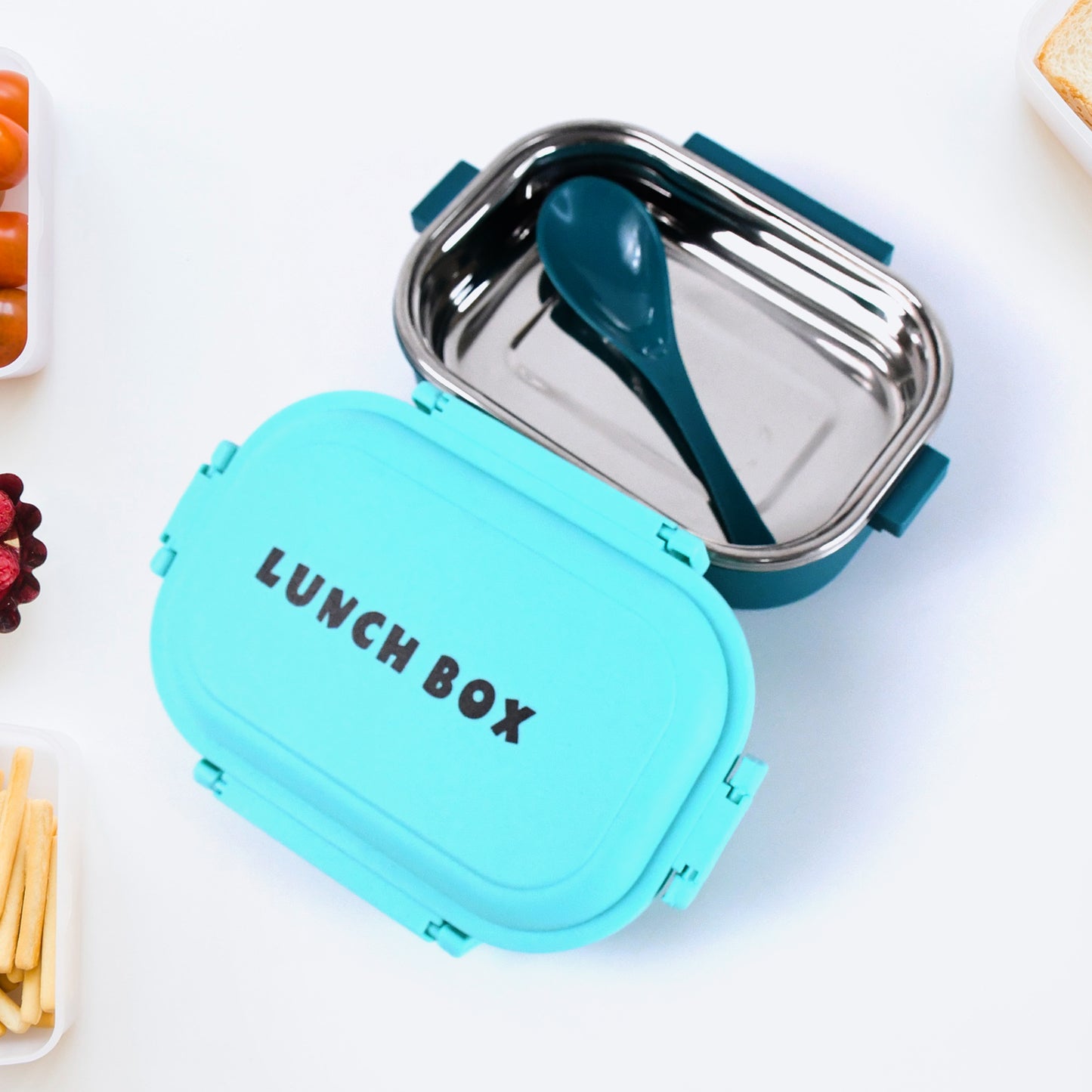 Wukusy insulated stainless steel leakproof lunch box with spoon, perfect for home and kitchen use, featuring a durable design and secure lid.
