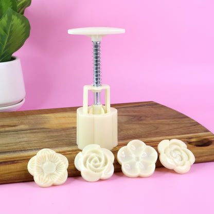 Mooncake Press Mold With 4 Stamps Set