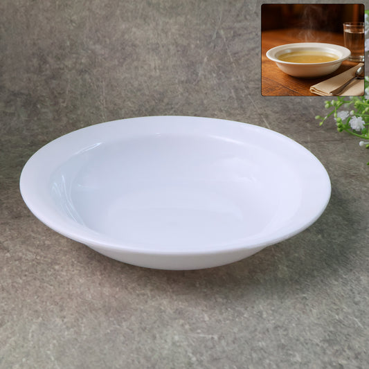 Wukusy premium deep round curry bowl, ceramic, white, with a smooth interior and wide rim, suitable for serving curries and soups.