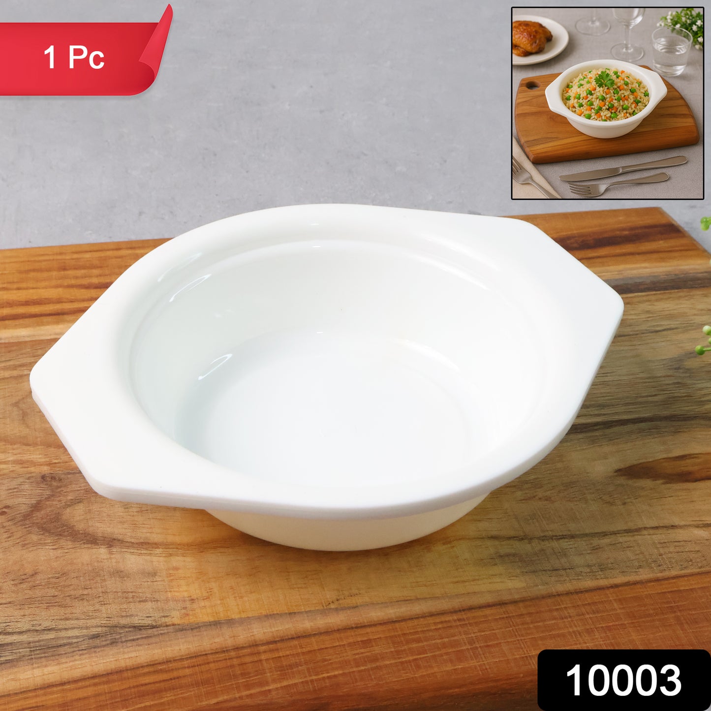 Wukusy premium plastic mixing bowl with easy-grip side tabs for serving and baking in the home kitchen.