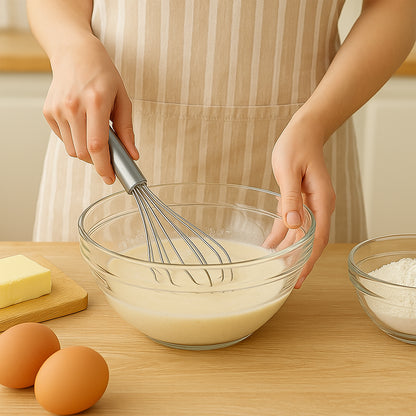 Small stainless steel balloon whisk by Wukusy, 20cm, ideal for mixing and whipping in home and kitchen cooking tasks.