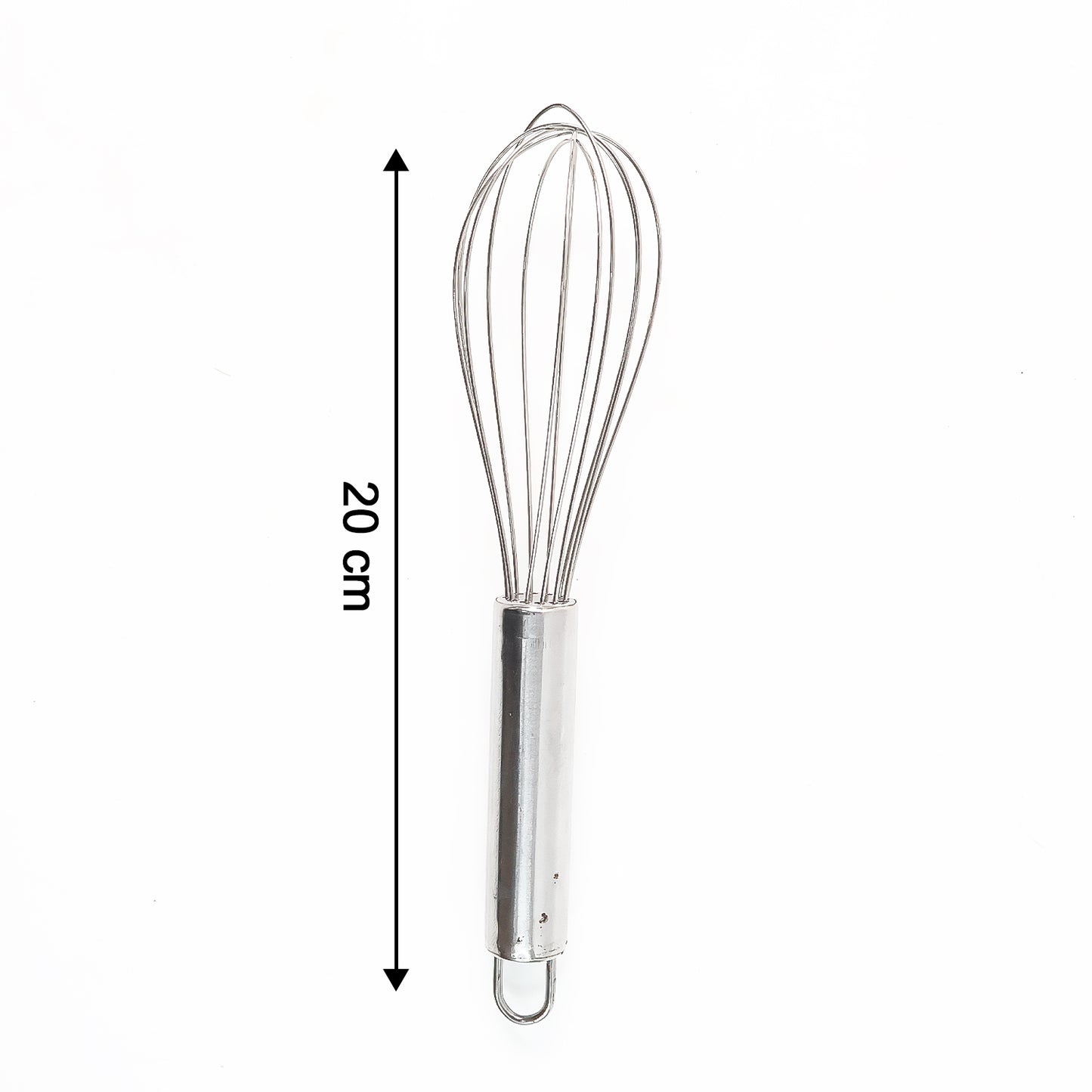 Small stainless steel balloon whisk by Wukusy, 20cm, ideal for mixing ingredients in home and kitchen cooking tasks.