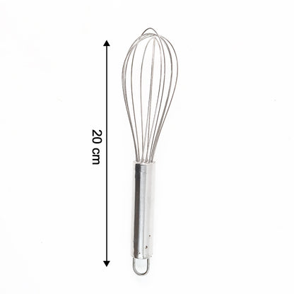 Small stainless steel balloon whisk by Wukusy, 20cm, ideal for mixing ingredients in home and kitchen cooking tasks.
