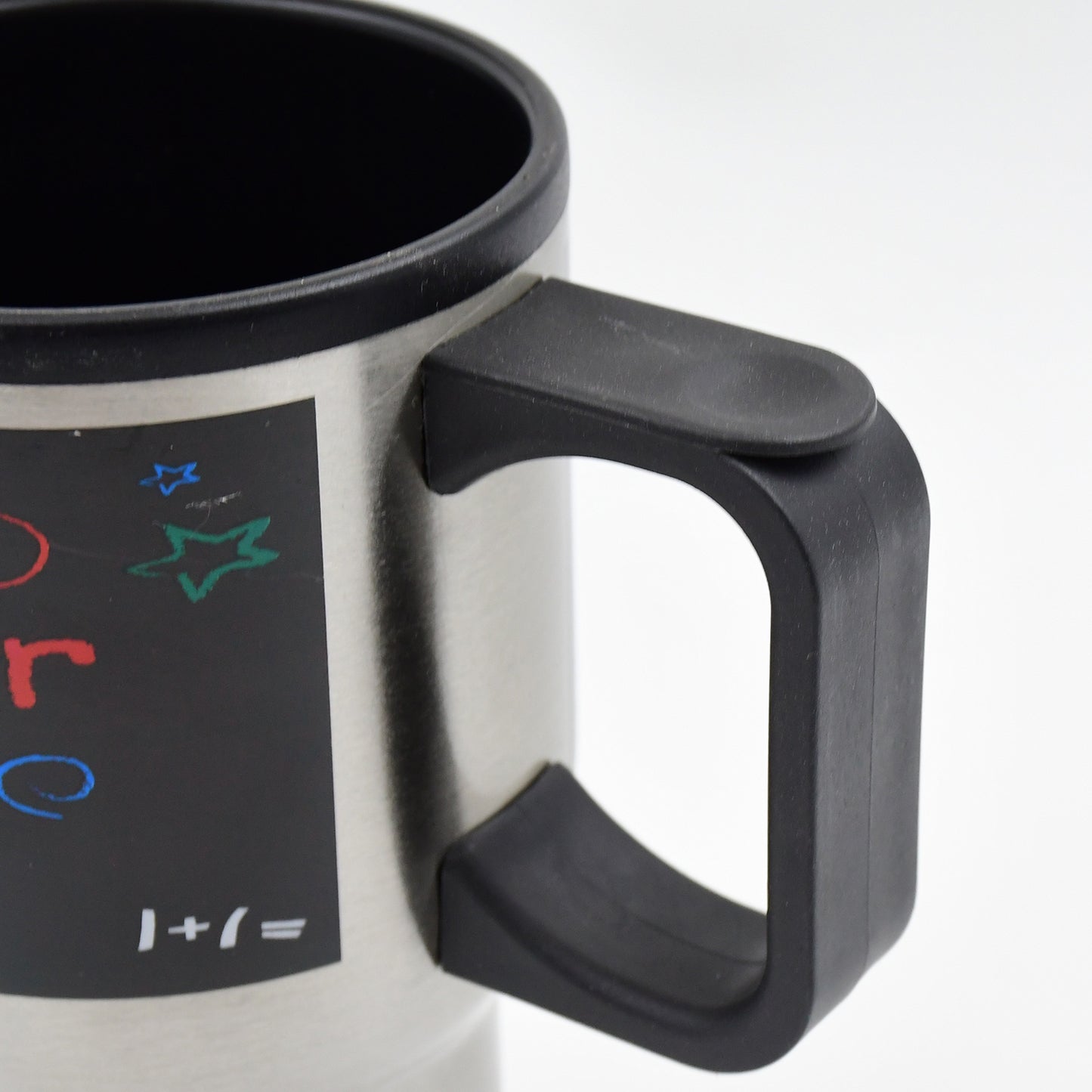 Wukusy stainless steel vacuum insulated coffee travel mug with lid and handle, double-walled for hot and cold beverages.