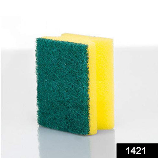 Wukusy 1421 scrub sponge 2-in-1 cleaning pad for kitchen sink and bathroom scrubber, dual-sided for effective cleaning.