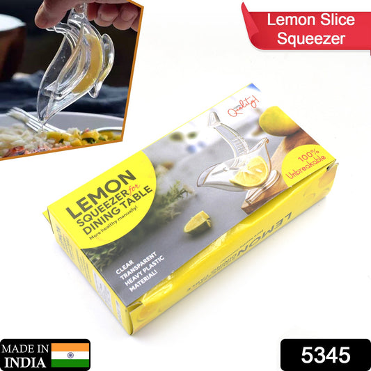 Wukusy manual lemon and citrus squeezer in bird shape, portable transparent kitchen tool for orange, lemon, and lime juicing.