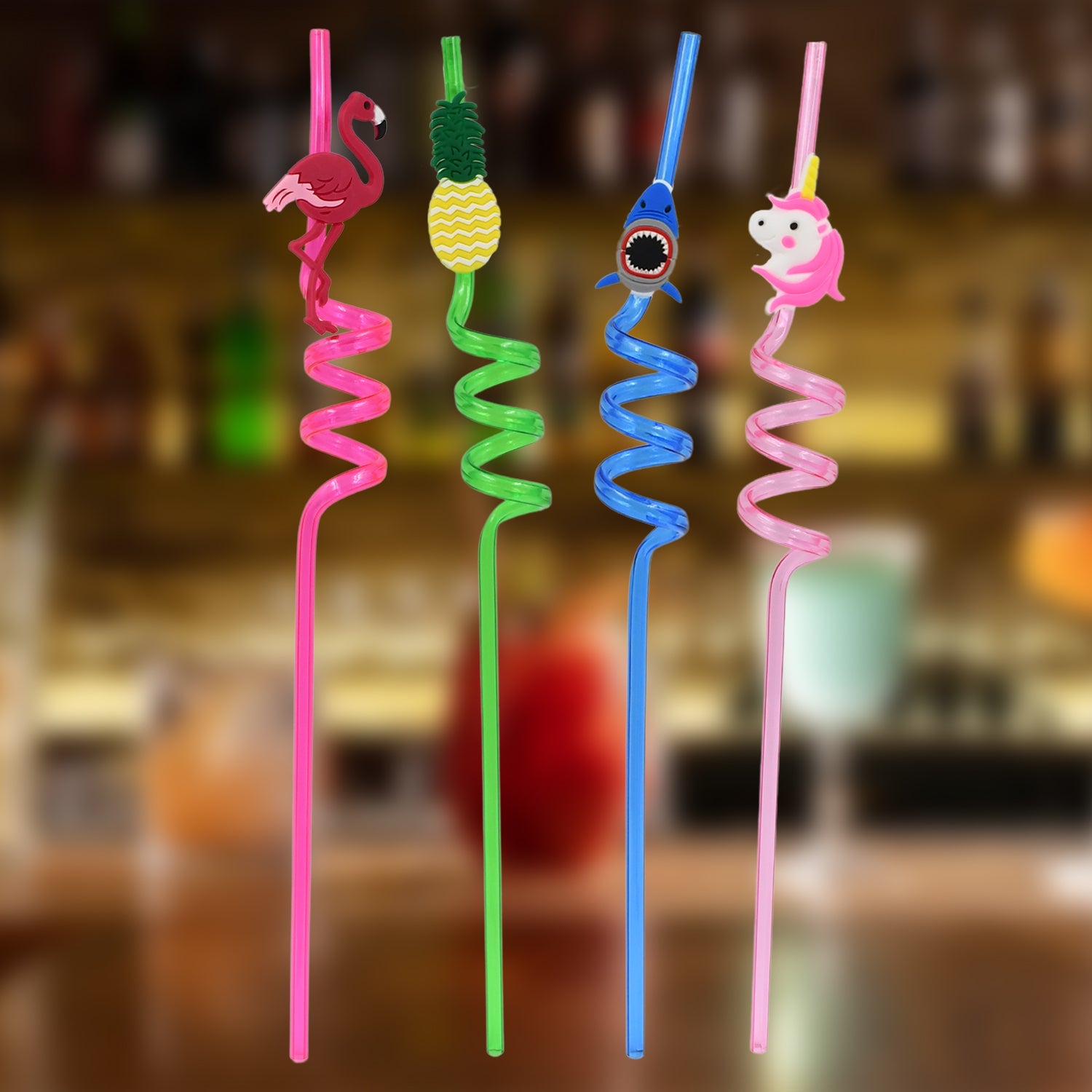 Set of 12 colorful reusable plastic children's straws by Wukusy, perfect for kitchen use and eco-friendly drinking accessories.