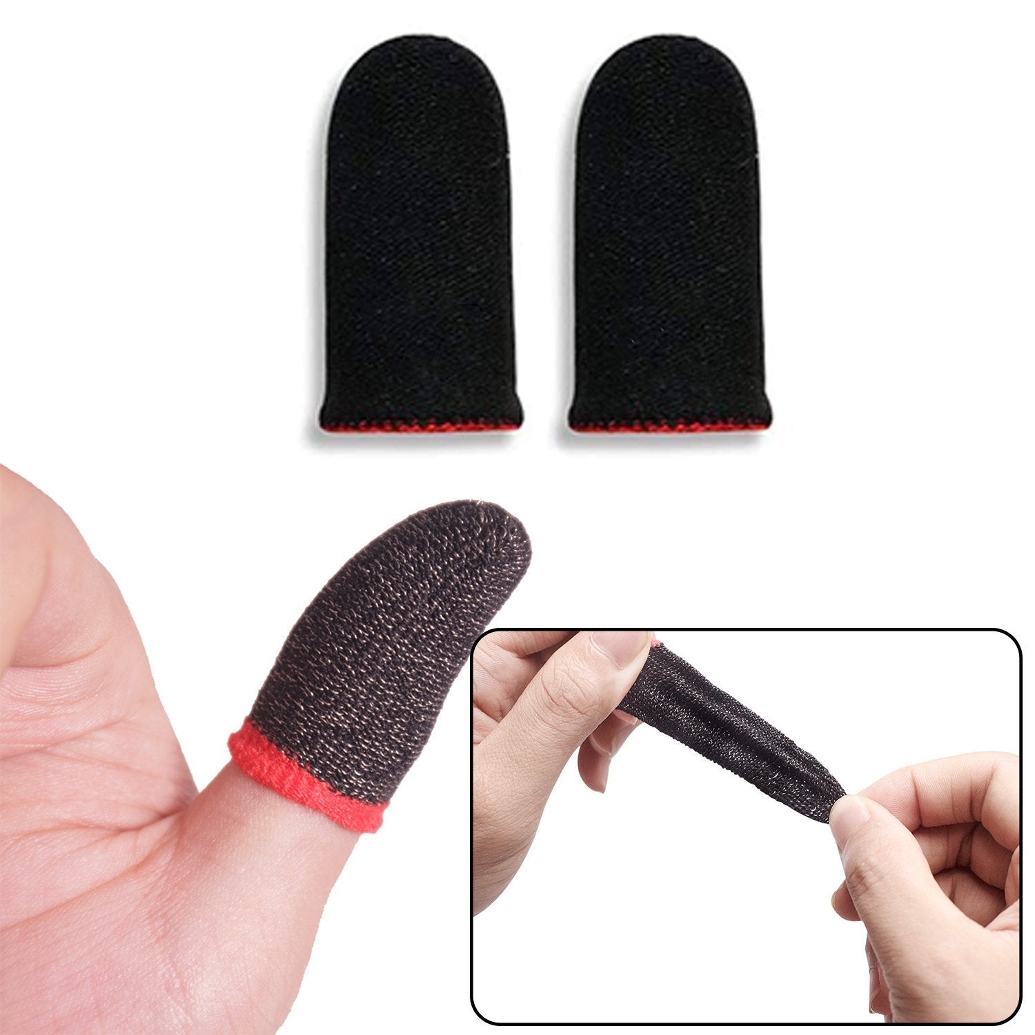 Wukusy thumb and finger sleeves for mobile gaming, ideal for PUBG, COD, and Free Fire, shown as a pair of gaming accessories.