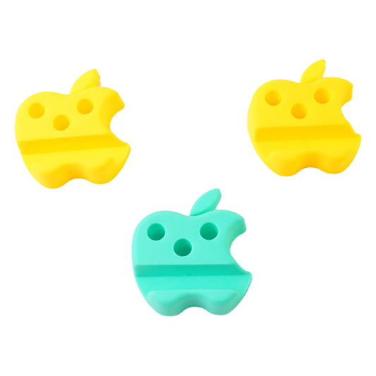 Multi-functional Apple-shaped plastic mobile stand with pen holder, set of 3 in mix colors, by Wukusy mobile accessories.