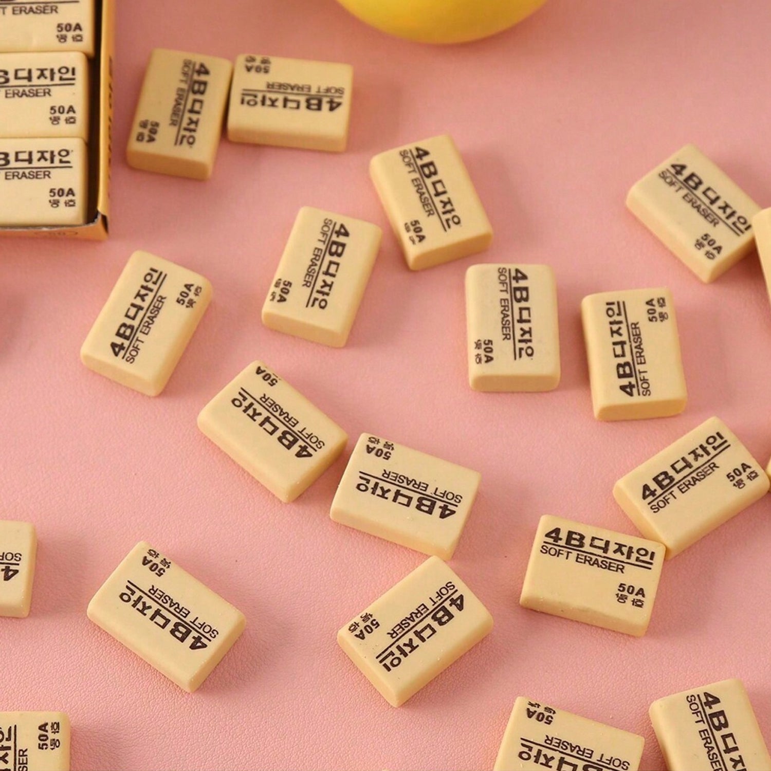 Wukusy 4B erasers pack with 30 yellow pencil erasers for kids, ideal for school and office use, featuring durable rubber material.