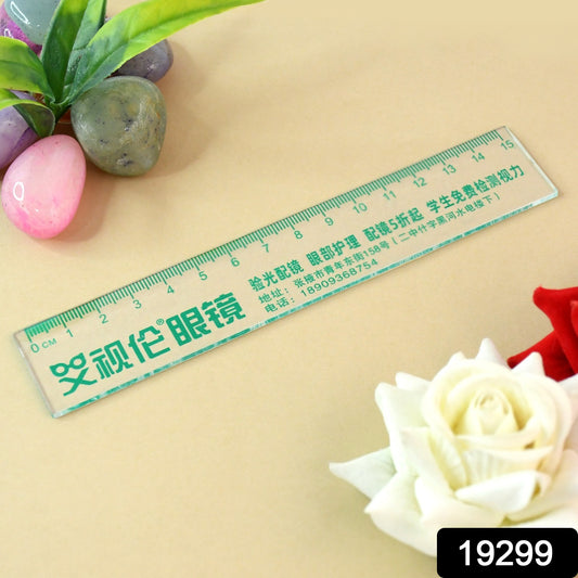 Wukusy premium transparent plastic ruler, 15cm length, ideal for office use, clear and durable measuring tool.