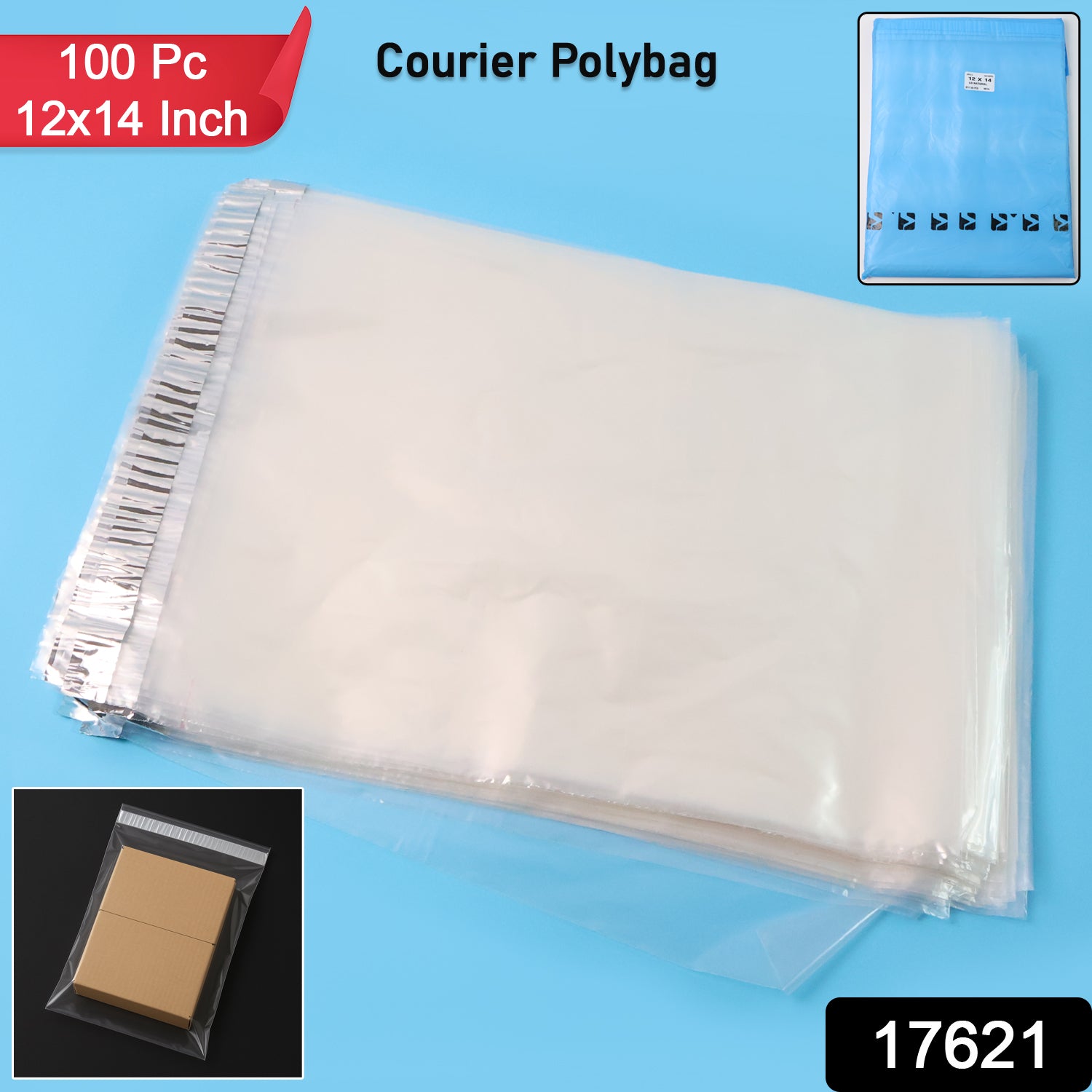 Wukusy self-adhesive courier polybags in 12x14 inch size, 100-pack for office shipping and packaging.