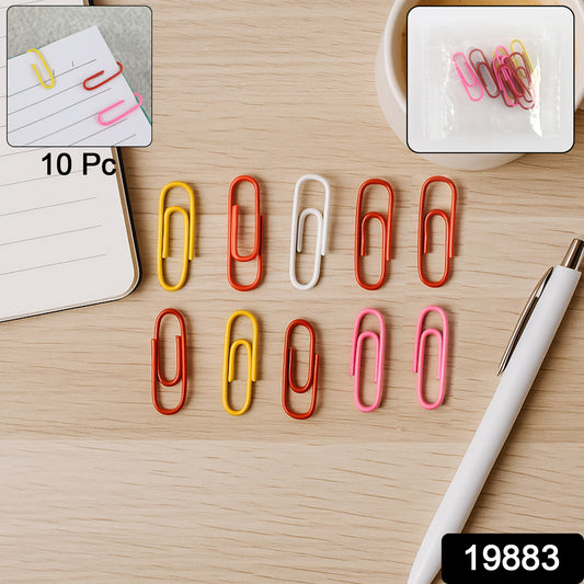 Set of 10 vinyl-coated paper clips by Wukusy, ideal for office use, with colorful, smooth-coated metal clips for organizing documents.
