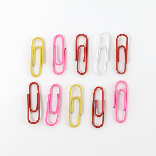 Set of 10 vinyl-coated paper clips from Wukusy, ideal for office organization and secure paper binding.