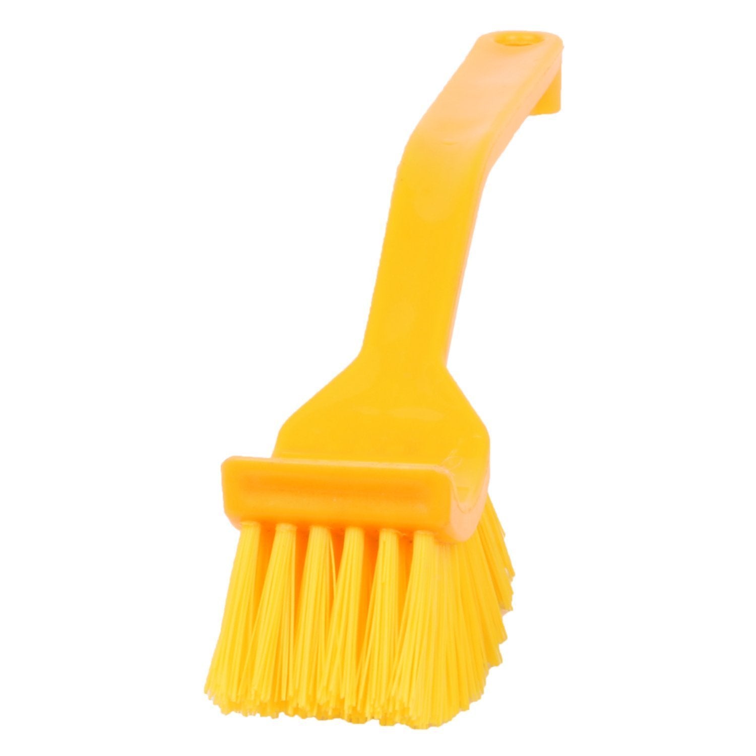 Multicolour plastic wash basin and toilet seat cleaning brush by Wukusy, with ergonomic handle and sturdy bristles for hygiene.