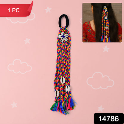 Multicolor braided hair accessory with bow by Wukusy, stylish Kodi string hair decoration for a vibrant look.