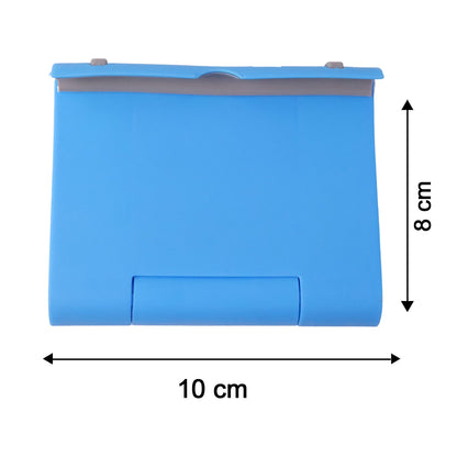 Wukusy plastic foldable mobile phone stand on a desk, used for video calls and hands-free viewing, featuring adjustable angles.