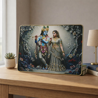 Divine Radha Krishna Flute Art Wall Frame (1 Pc 45x30 Cm)