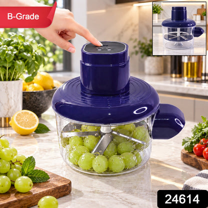 Wukusy electric food chopper with steel blades and clear bowl, compact kitchen appliance for chopping vegetables and herbs.