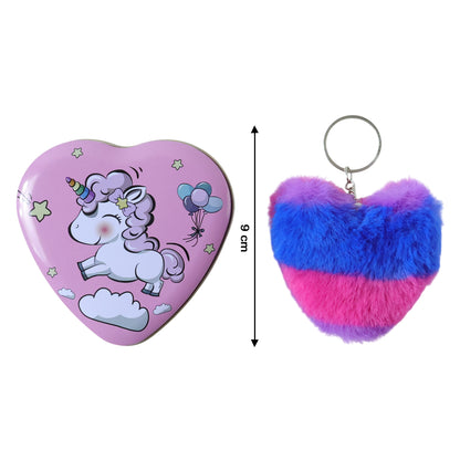 Heart Shape Gift Box  Plush Keychain (2 Pc)