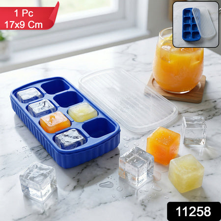 Multipurpose Square Ice Cube Tray With Lid (1 Pc 17x9 Cm 8 Grid)