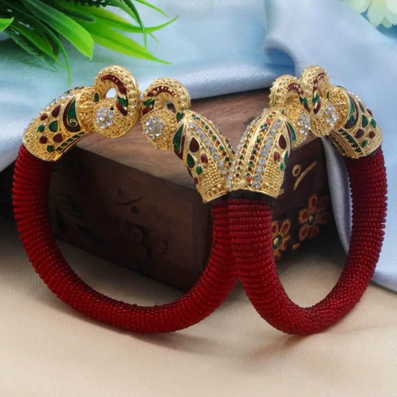 Traditional Peacock Design Pearl Bangles for Women