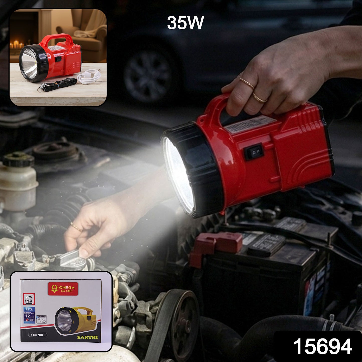 Omega 35w High Power Rechargeable Led Emergency Laser Light (1 Pc 35w)