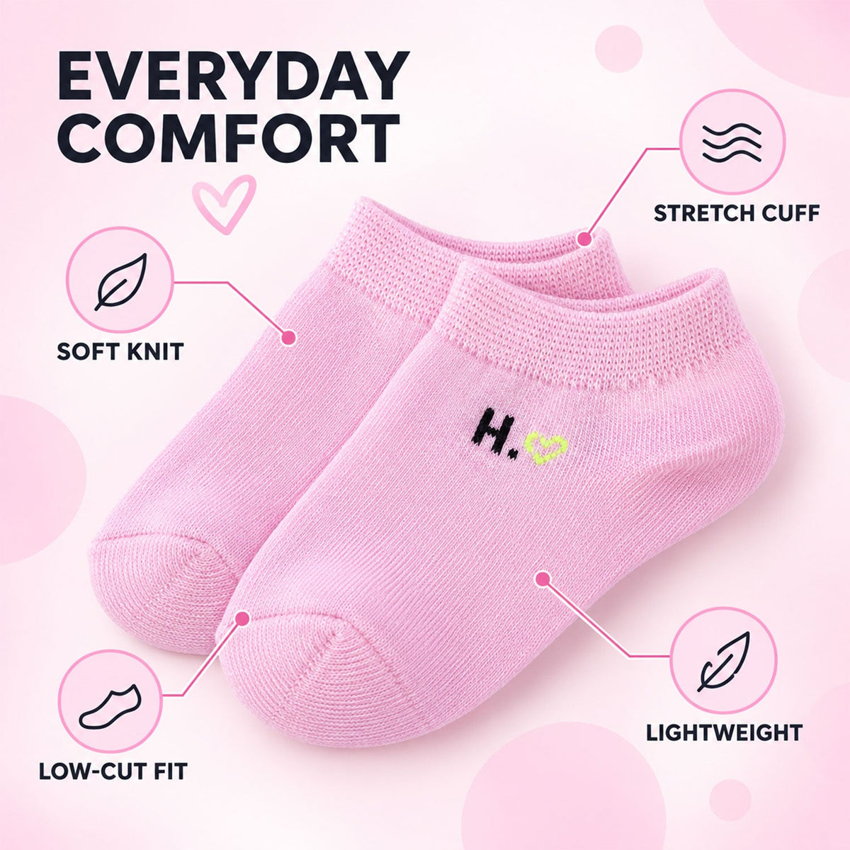 Pair of Wukusy low cut ankle socks for women, soft, stretchable no-show sports socks in white with subtle ribbed texture.