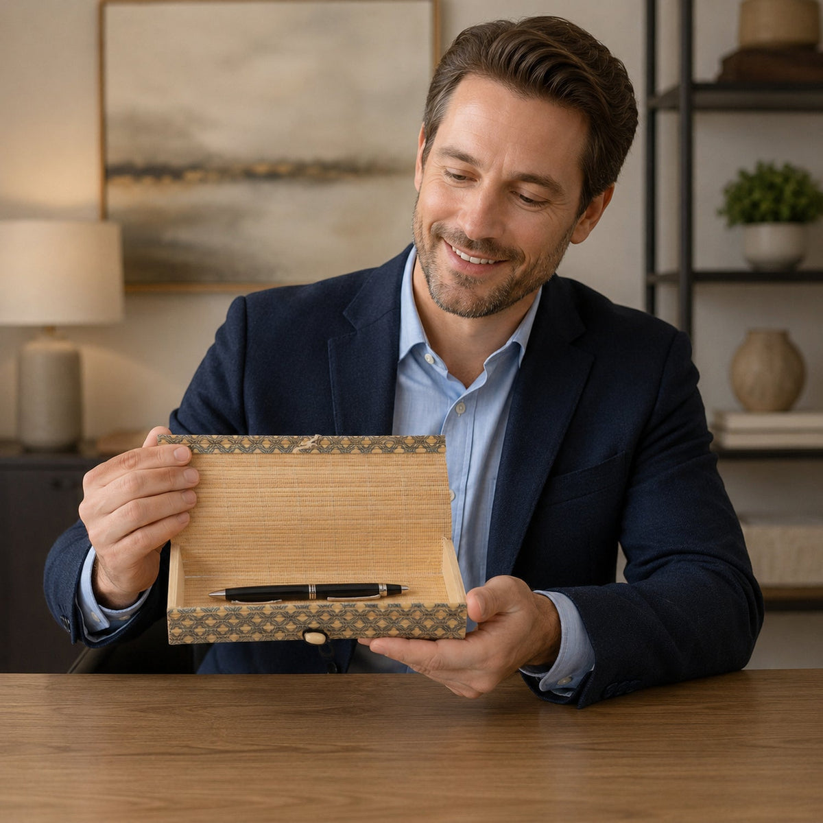 Decorative Wooden Empty Gift Box With Roll-up Lid For Elegant Gift Presentation