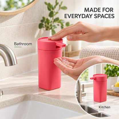 Wukusy liquid soap dispenser bottle with press pump, refillable hand wash bottle, clear plastic container for bathroom or kitchen use