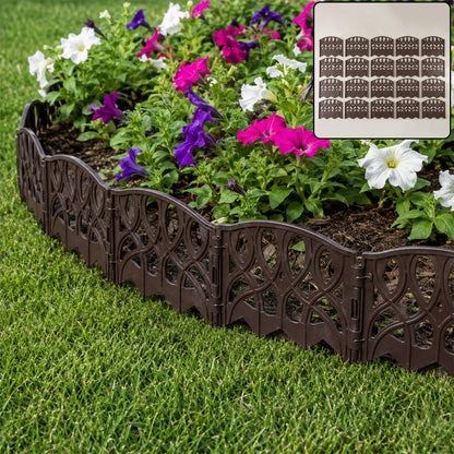 Wukusy decorative plastic garden fence border set with colorful flower and yard design for lawn and flower bed edging.