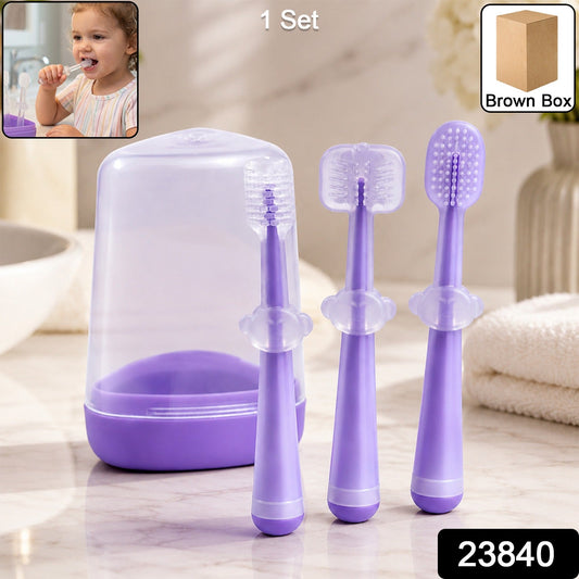 Wukusy soft baby toothbrush set with gentle bristles designed for toddlers' gums, easy-to-hold handles, and toddler-friendly design.