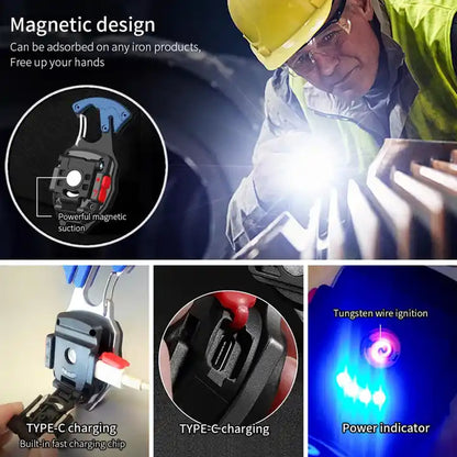 Wukusy 4339 keychain LED flashlight with rechargeable battery, six lighting modes, USB port, and cigarette lighter for outdoor use.
