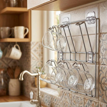 Wall-mounted Stainless-steel Cup  Mug Holder Rack (25 X 25 Cm 1 Pc)