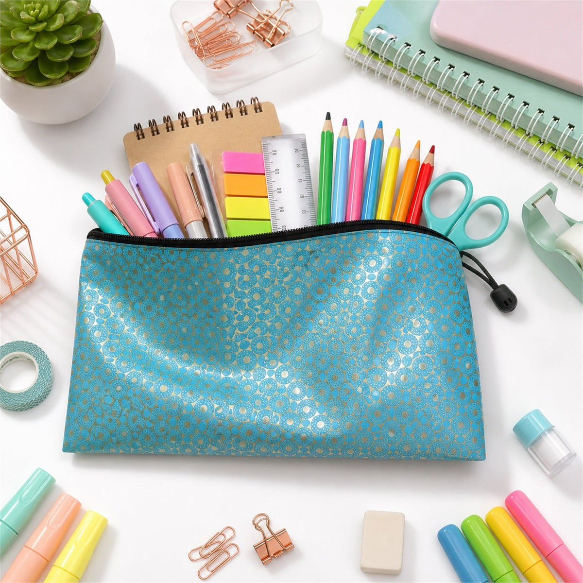 Pencil Zipper Pouch  Bright Spacious  Durable Stationery Bag