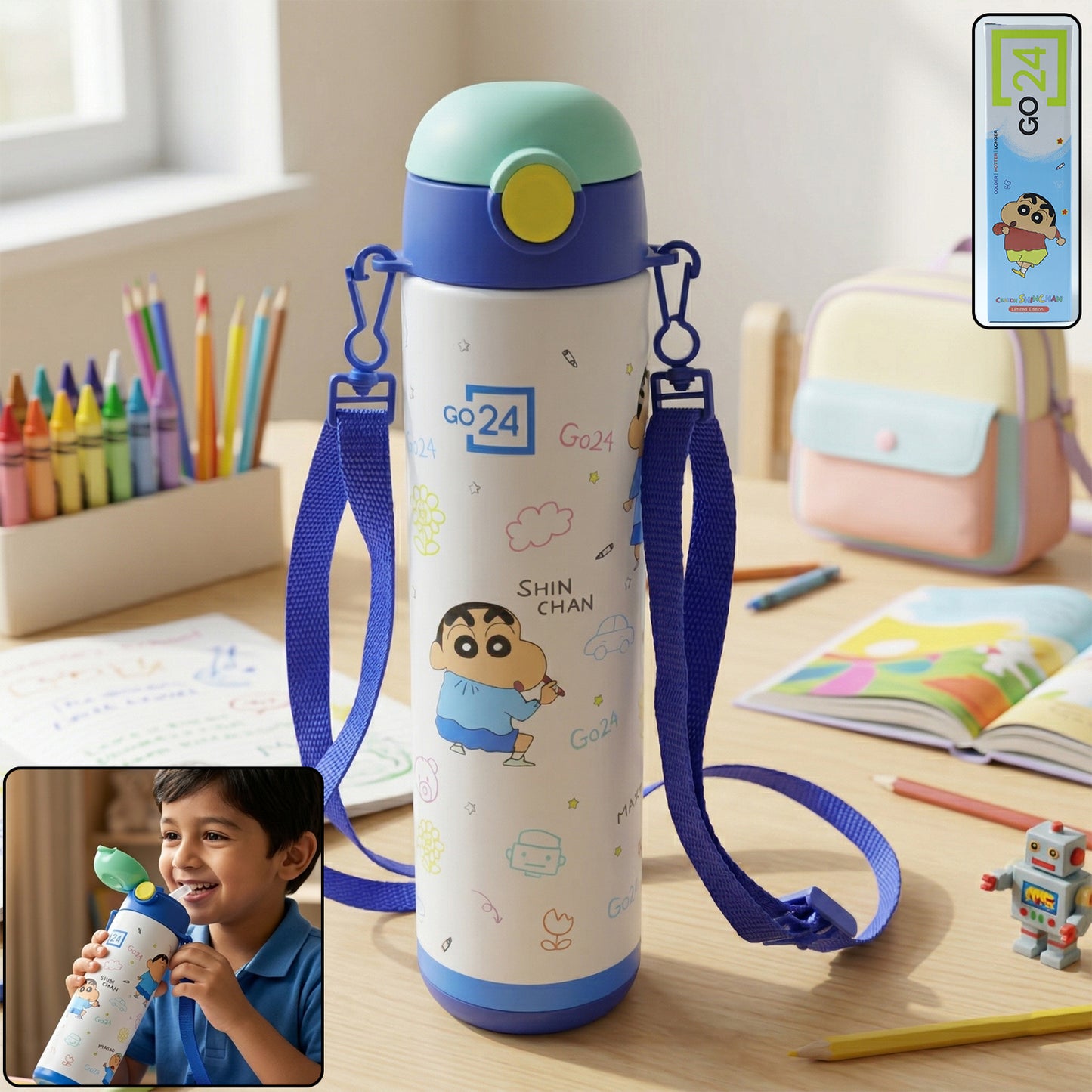 Pexpo Kids School Stainless Steel Water Bottle 500 Ml Approx (1 Pc)