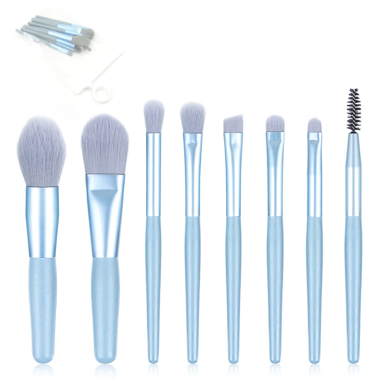 1460 8 Pcs Mini Makeup Brush Set With Case Portable Foundation Brush Kit Travel Premium Synthetic Bristles Cosmetic Brush Set For Powder Blending Blush Eyeshadow Lipstick (Mix Color 8 Pcs Set)