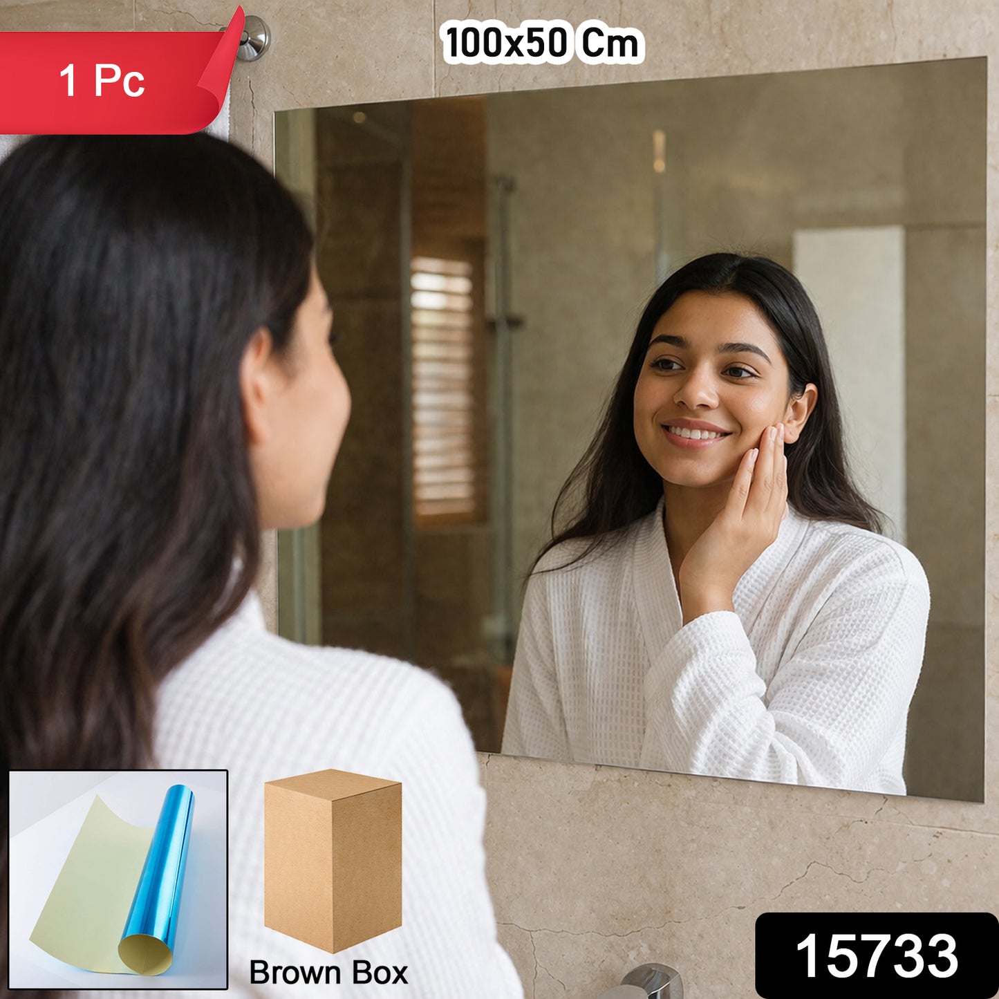 Self Adhesive Wall Mirror Sheet (1 Pc 100x50 Cm)