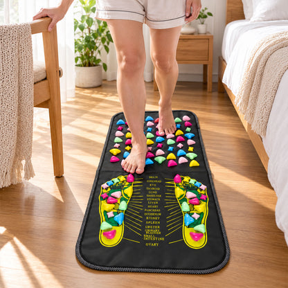 Wukusy acupressure foot massage mat with raised nodes and foot guide, 70 x 34cm