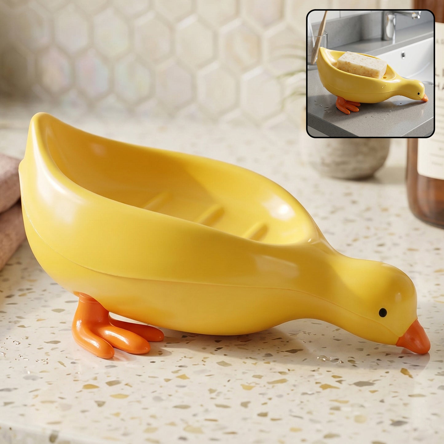 Cute Duck Shape Plastic Soap Holder Box For Bathroom Kids Soap Dish Tray (1 Pc)