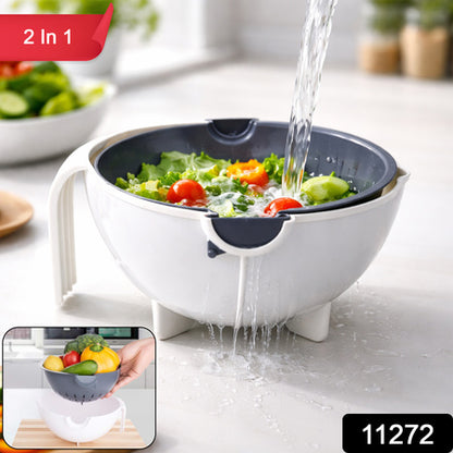 Multipurpose 2 In 1 Vegetable Washing Bowl With Strainer (1 Pc)
