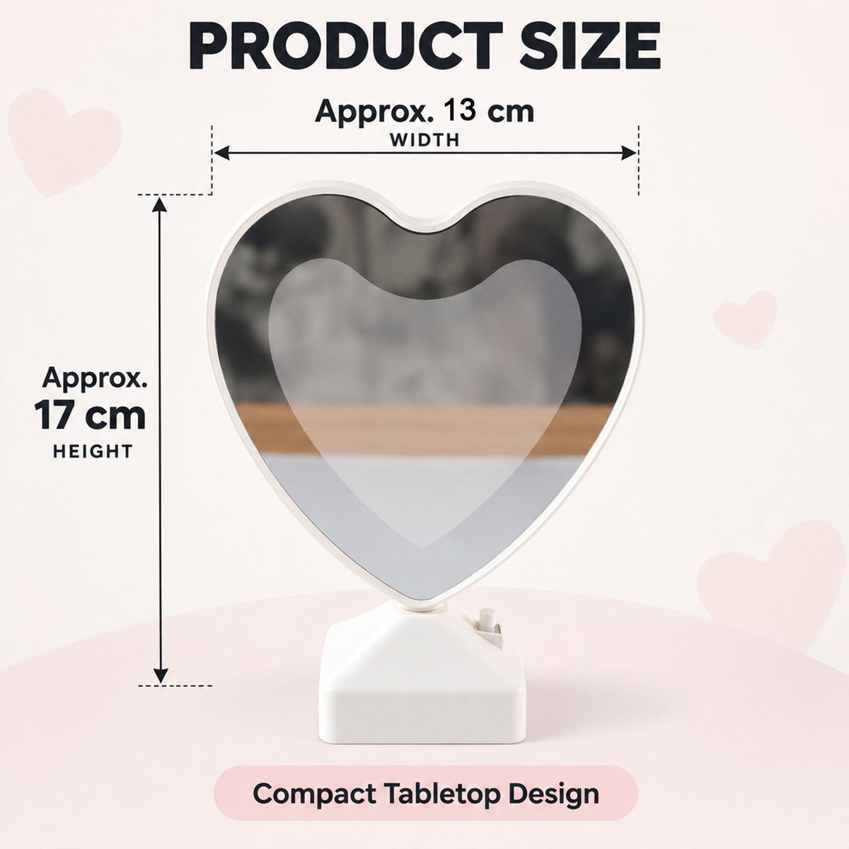 Heart-shaped LED mirror photo frame with warm light, tabletop home decor by Wukusy, displaying a personalized photo.