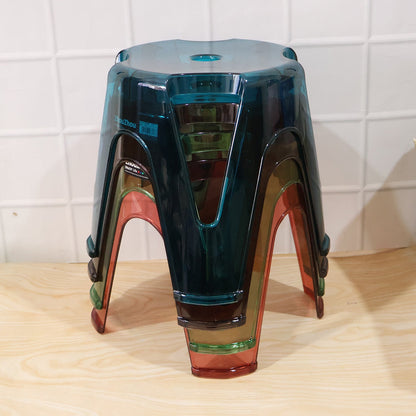 Transparent Plastic Sitting Stool 28x26cm Strong Indoor Outdoor Seat (4 Pc Set)