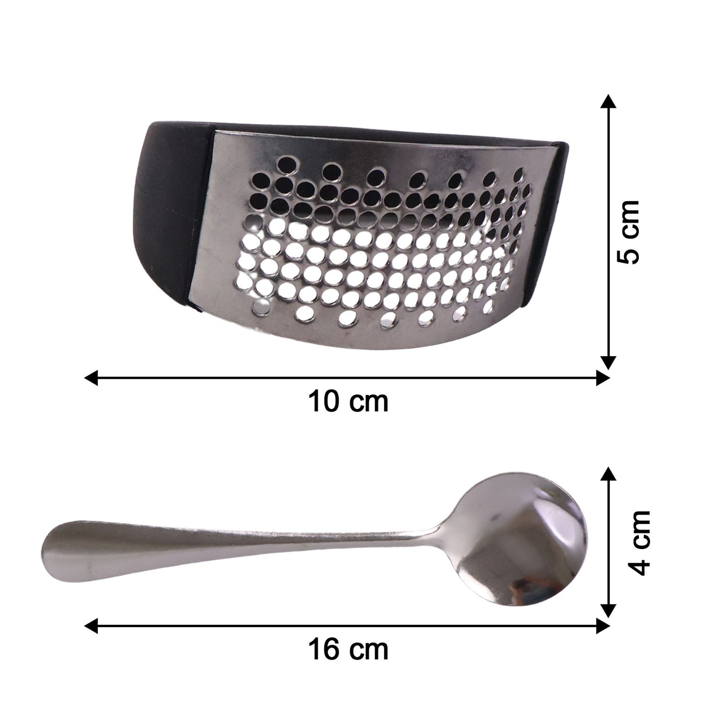 Heavy-duty Garlic Press Tool With Spoon Set (2 Pc Set)