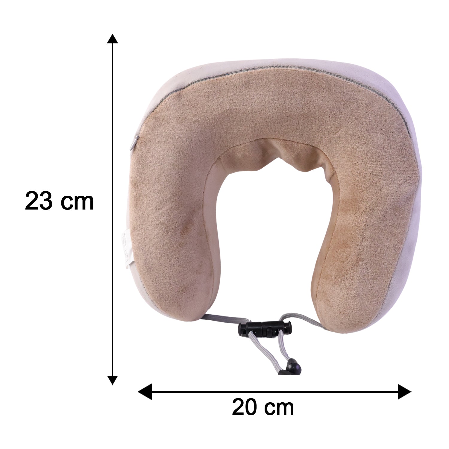 Wukusy U-shaped electric neck massage pillow showing its soft cushion and portable design for travel neck relief.