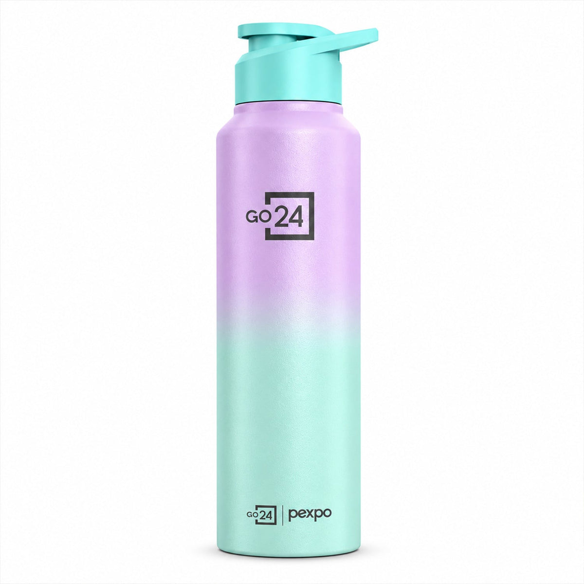 Wukusy stainless steel water bottle with carry loop, 1000ml, suitable for office and travel, shiny silver finish, close-up view